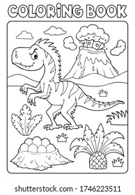 Coloring book dinosaur composition image 4 - eps10 vector illustration.