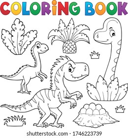 Coloring book dinosaur composition image 3 - eps10 vector illustration.