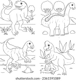 Coloring book dinosaur for kids