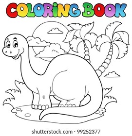 Coloring book dinosaur scene 1 - vector illustration.