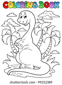 Coloring book dinosaur scene 2 - vector illustration.