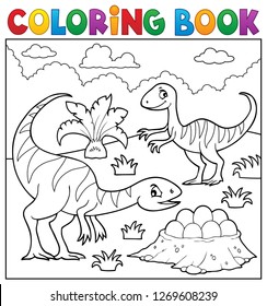 Coloring book dinosaur subject image 2 - eps10 vector illustration.