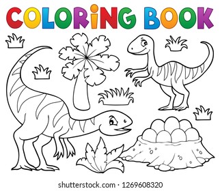 Coloring book dinosaur subject image 1 - eps10 vector illustration.