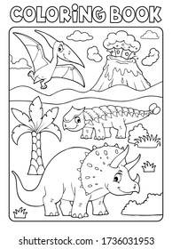 Coloring book dinosaur subject image 6 - eps10 vector illustration.