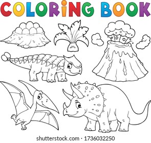 Coloring book dinosaur subject image 5 - eps10 vector illustration.