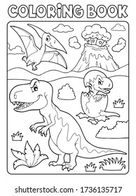 Coloring book dinosaur subject image 9 - eps10 vector illustration.