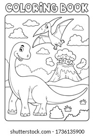 Coloring book dinosaur subject image 8 - eps10 vector illustration.