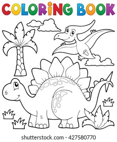 Coloring book dinosaur theme 1 - eps10 vector illustration.