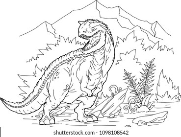 Coloring book dinosaur vector illustration.