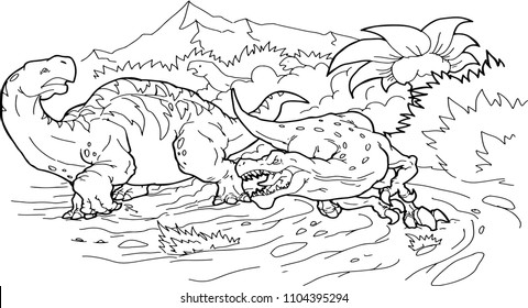 Coloring book dinosaur vector illustration.