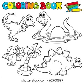 Coloring book with dinosaurs 1 - vector illustration.