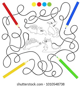 Coloring book with dinosaurs vector illustration