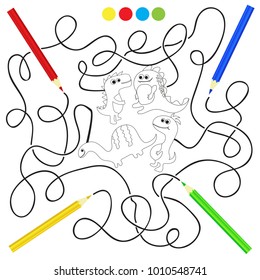Coloring book with dinosaurs vector illustration