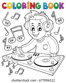 Coloring book DJ boy - eps10 vector illustration.