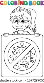 Coloring book doctor with sign theme - eps10 vector illustration.