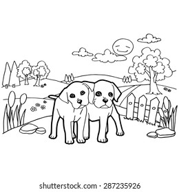 Coloring book with dogs