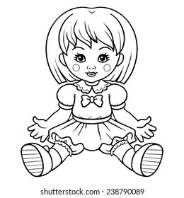 Cartoon Doll Black and White Images 