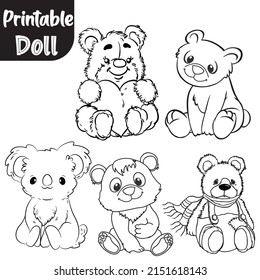 coloring book doll. Doll outline. Doll doodles. coloring page doll for kids