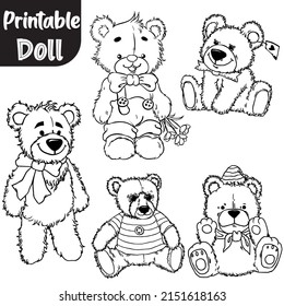 coloring book doll. Doll outline. Doll doodles. coloring page doll for kids