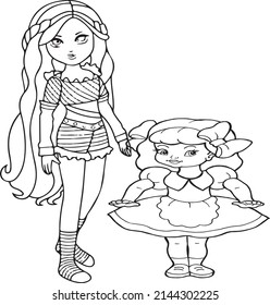 Coloring book (doll) vector file eps file 