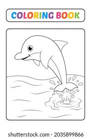 Coloring book, dolphin vector image