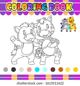 coloring book donkey and giraffe