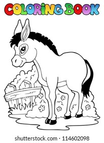 Coloring book donkey theme 1 - vector illustration.