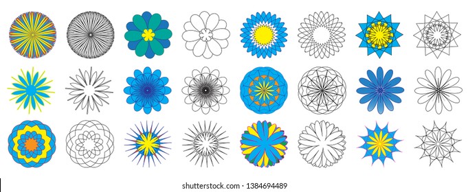 Coloring book. Doodle flowers (spirograph). Vector illustration.