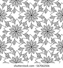 Coloring book Doodle vector flowers Pattern