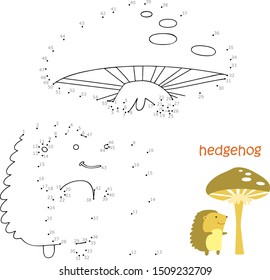 Coloring book and dot to dot game for children. Numbers game. hedgehog vector illustration