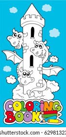 Libro de colorear con dragón 1 - ilustración vectorial.