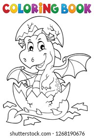 Coloring book dragon hatching from egg 1 - eps10 vector illustration.