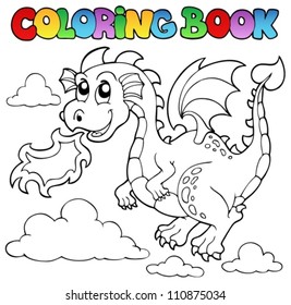 Coloring book dragon theme image 3 - vector illustration.