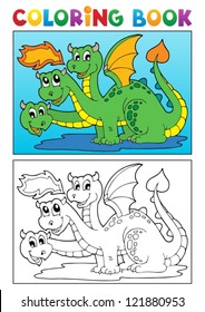 Coloring book dragon theme image 4 - vector illustration.