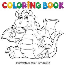 Coloring book dragon theme image 6 - eps10 vector illustration.