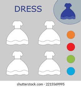 Colorante libro de un vestido. Juegos educativos creativos para niños en edad preescolar