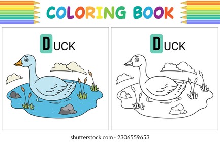 coloring book duck cartoon character
