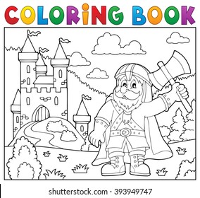 Libro de colorear el tema guerrero enano 2 - ilustración vectorial eps10.