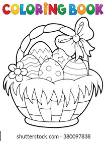 Coloring book Easter basket theme 1 - eps10 vector illustration.