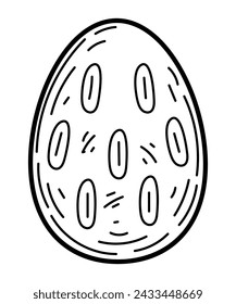 Coloring book Easter egg with pattern sketch. Holiday symbol. Hand drawn vector illustration.