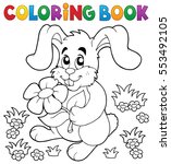 Coloring book Easter rabbit theme 3 - eps10 vector illustration.