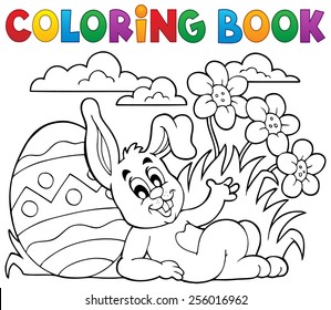 Coloring book Easter rabbit theme 2 - eps10 vector illustration.