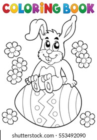 Coloring book Easter rabbit theme 5 - eps10 vector illustration.