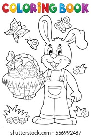 Coloring book Easter rabbit theme 7 - eps10 vector illustration.