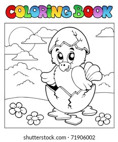 Coloring book with Easter theme 3 - vector illustration.