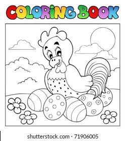 Coloring book with Easter theme 4 - vector illustration.