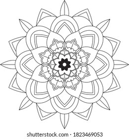 Coloring book. Easy Mandala coloring simple and basic for beginners, seniors and children. Set of Mehndi flower pattern for Henna drawing and tattoo. Decoration in ethnic oriental, Indian style.