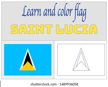 Coloring Book for Education and learning Beautiful national flag of Saint Lucia. original colors and proportion. Simply vector illustration eps10, from countries flag set.
