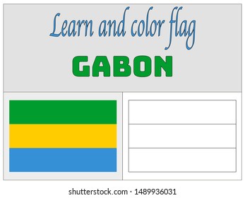 Coloring Book for Education and learning National flag of Gabonese Republic. original colors and proportion. Simply vector illustration eps10, from countries flag set.