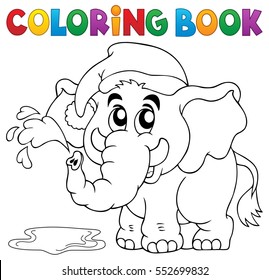 Färben des Buches Elefant mit Hut - eps10 Vektorgrafik.